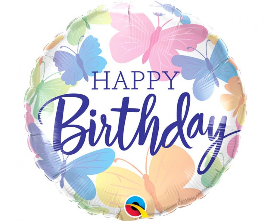 Folinis balionas "Happy Birthday Butterflies"