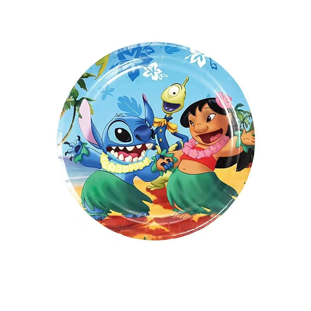 Popierinės lėkštutės "Stitch", (10 vnt./18 cm)