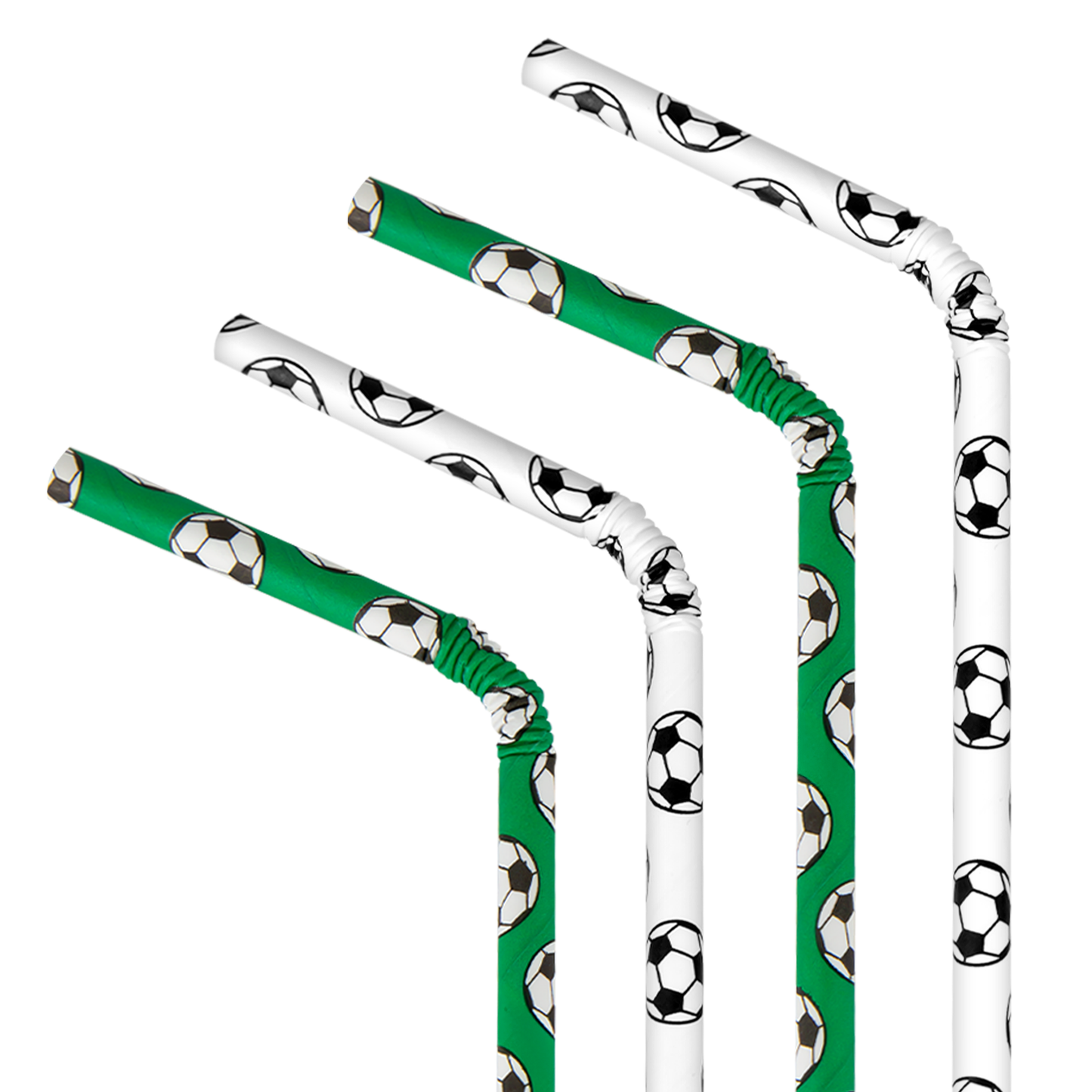 Popieriniai gėrimo šiaudeliai, (futbolo tema, 6x200mm / 10 vnt.)