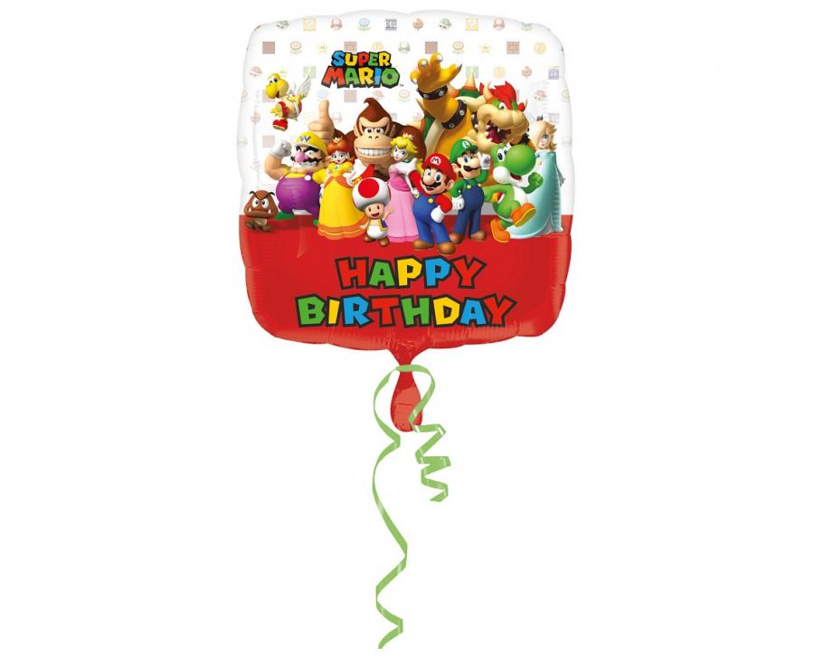 Folinis balionas "Mario Bros Happy Birthday"