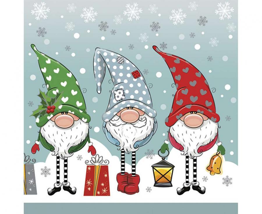 Servetėlės „Kalėdų nykštukai" ,33 x 33 cm / 20 pcs.