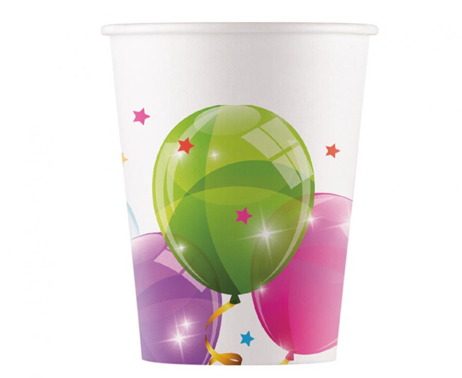 Popieriniai puodeliai "Sparkling Balloons", (8vnt./200ml)