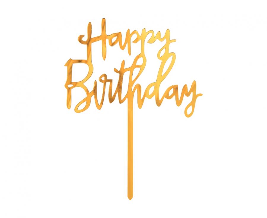 Torto smeigtukas 'Happy Birthday' aukso spalvos, 14x10 cm