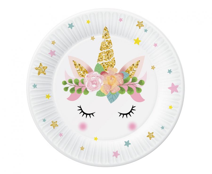 Popierinės lėkštės "Unicorn kolekcija", 18 cm, 6 vnt
