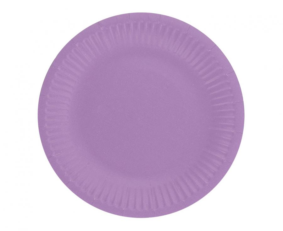 Popierinės lėkštės vienspalvės, violetinės (18 cm, 6 vnt.)