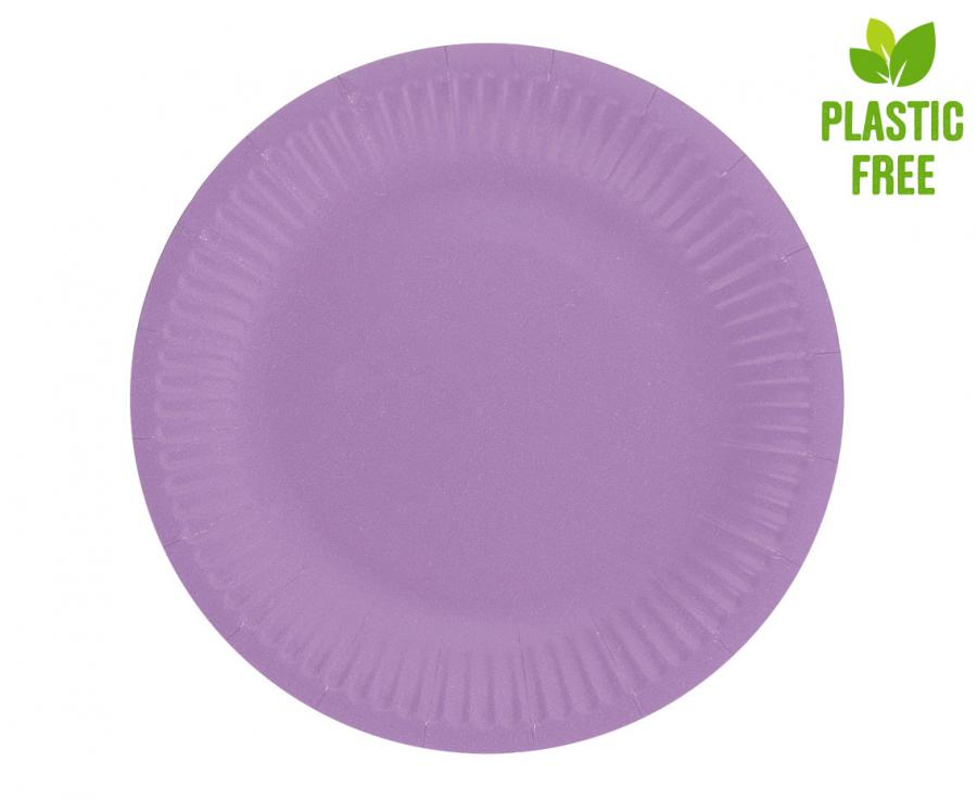 Popierinės lėkštės vienspalvės, violetinės (18 cm, 6 vnt.)