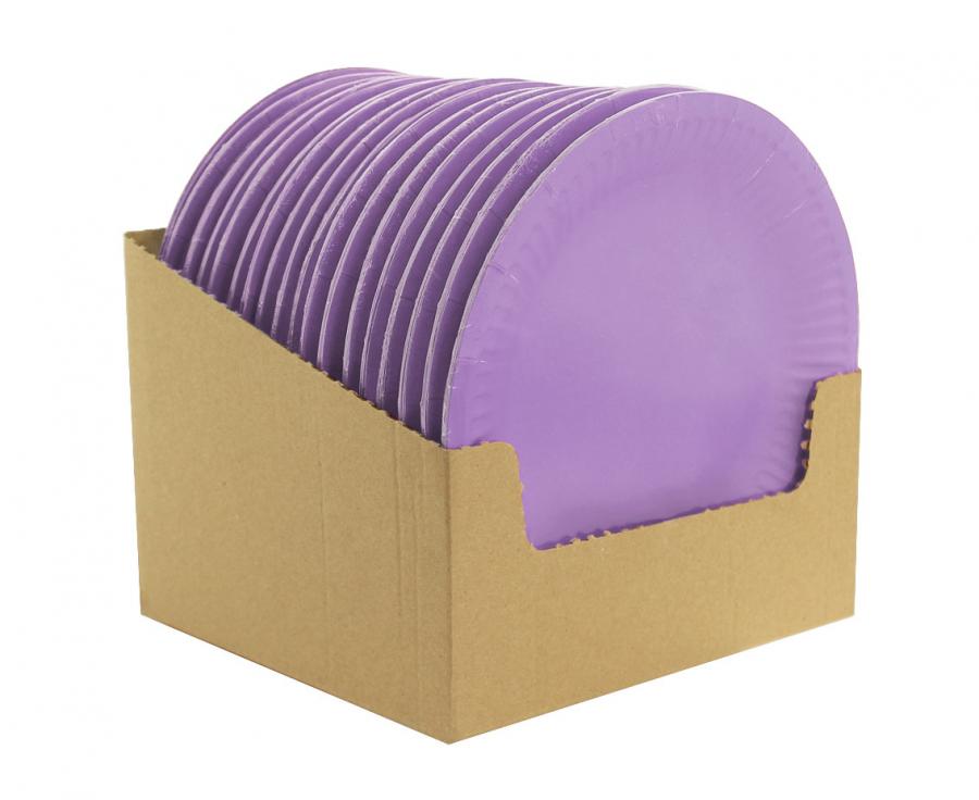 Popierinės lėkštės vienspalvės, violetinės (18 cm, 6 vnt.)