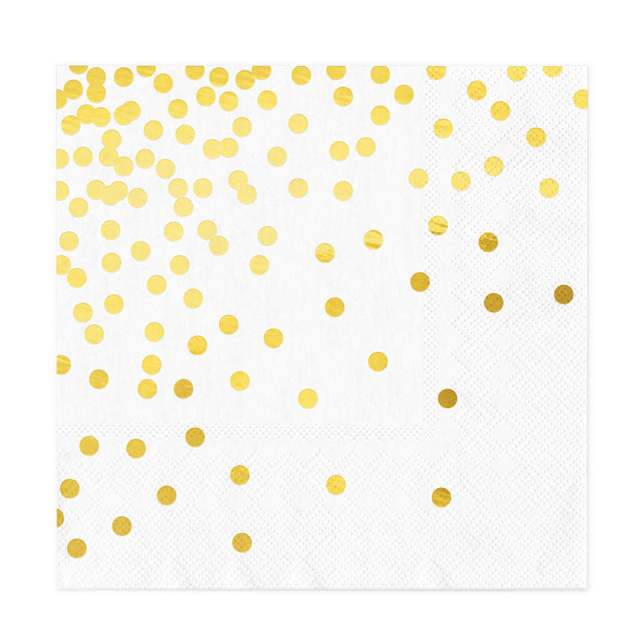 Servetėlės „Baltos su auksiniais taškeliais" , 33 x 33 cm / 10 vnt.