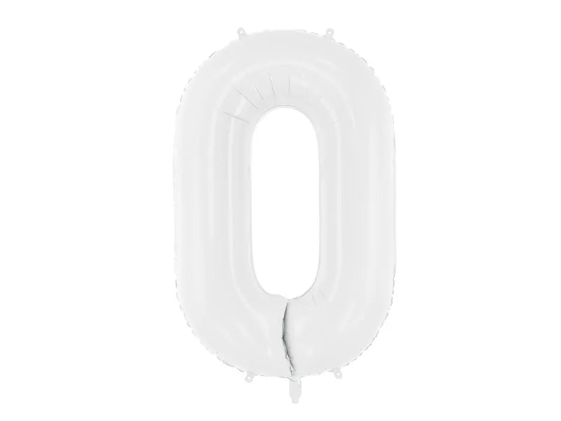 Baltos spalvos foliniai balionai skaičiai nuo 0 iki 9 , 86cm