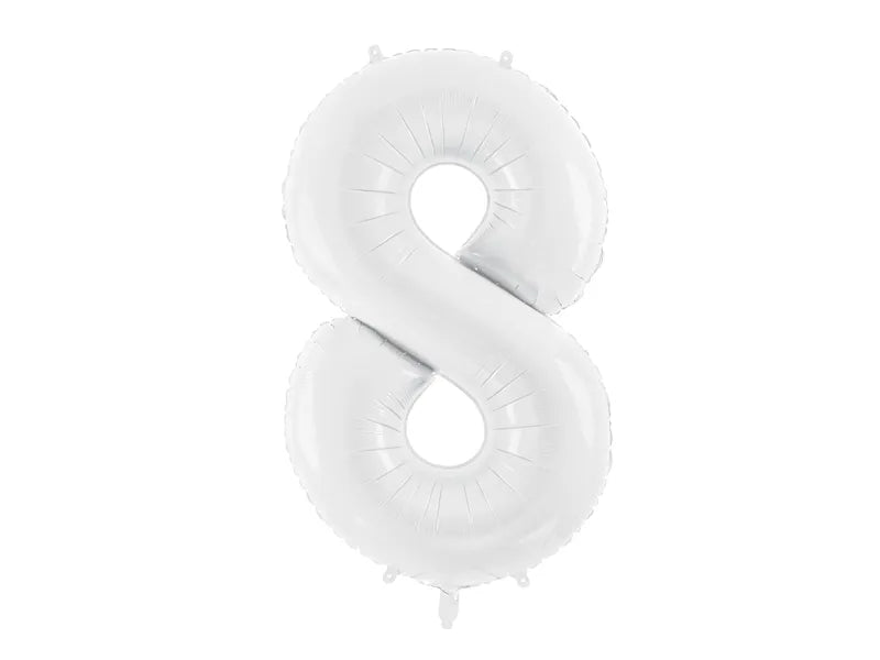 Baltos spalvos foliniai balionai skaičiai nuo 0 iki 9 , 86cm