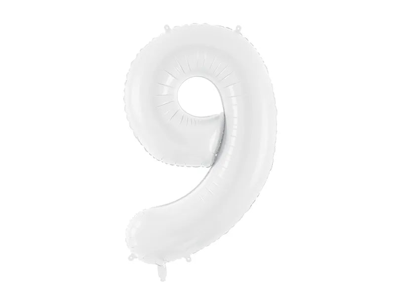Baltos spalvos foliniai balionai skaičiai nuo 0 iki 9 , 86cm