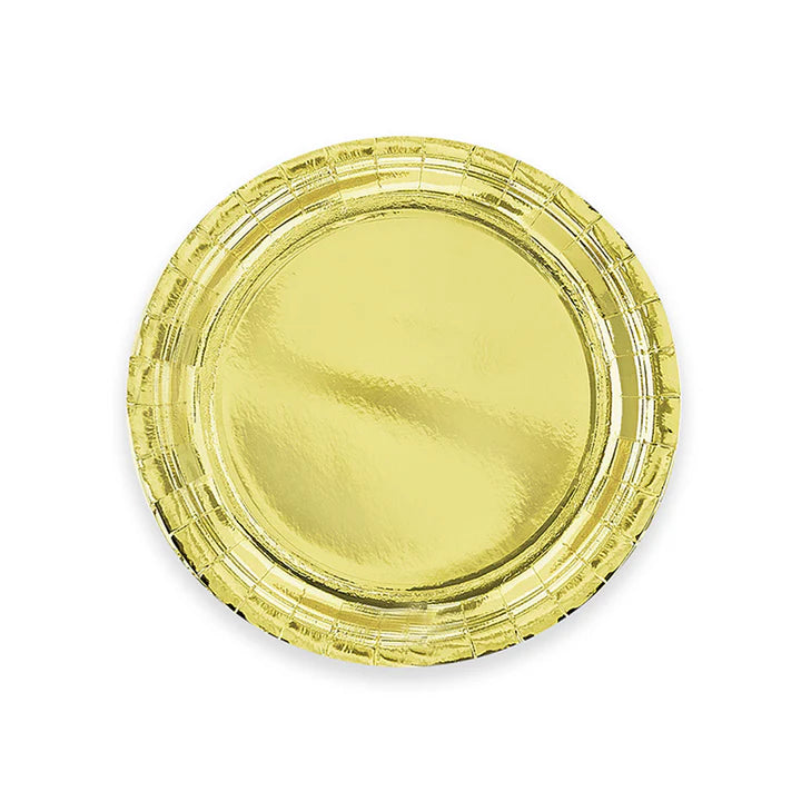 Popierinės lėkštės vienspalvės, aukso spalvos (18 cm, 6 vnt.)