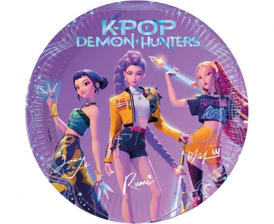 Popierinės lėkštutės "K - pop" Demon Hunters (8vnt./23cm)