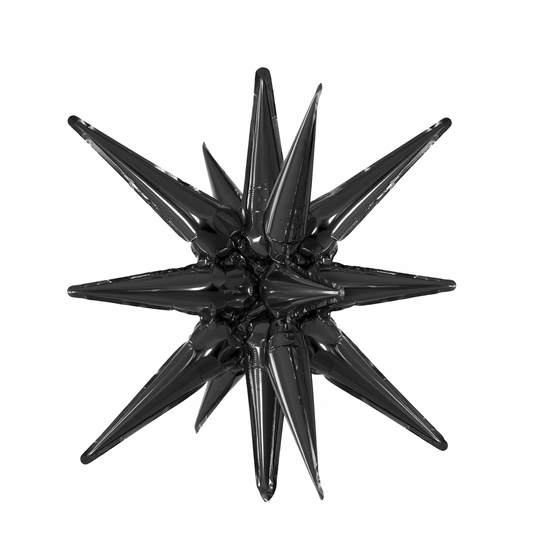 3D Žvaigždė - folinis balionas, juodos spalvos 40x45cm