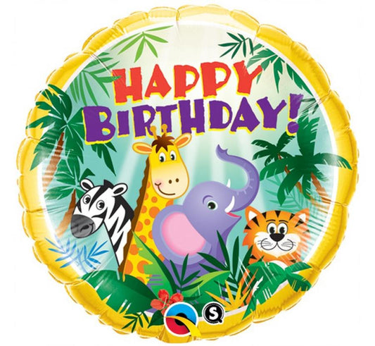 Folinis balionas "Happy Birthday Jungle" džiunglės, gyvūnai