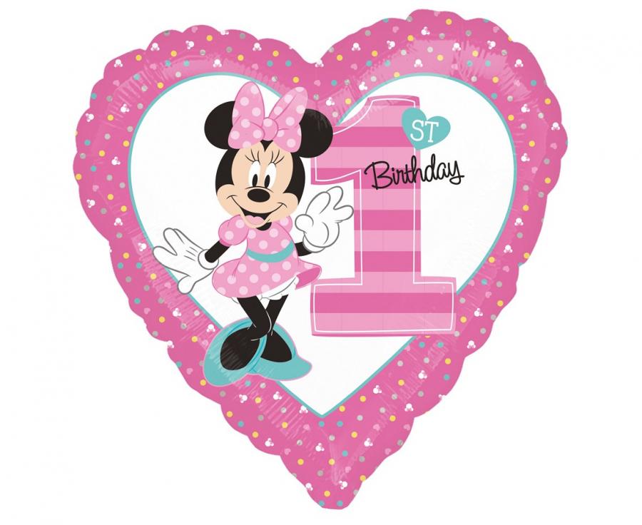 Folinis balionas pelytė "Minnie 1st Birthday"