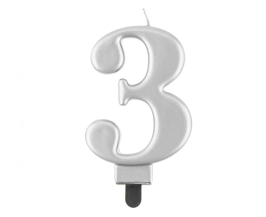 Žvakutės skaičiai (sidabro spalvos) skaičiai nuo 0 iki 9 , 9cm