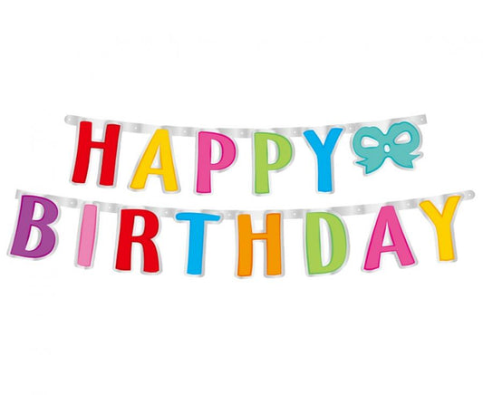 Popierinė vėliavėlių girlianda "Happy birthday " 160cm