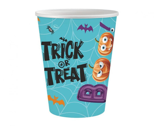 Popieriniai puodeliai "Trick or treat" helovynui 250 ml, 6 pcs