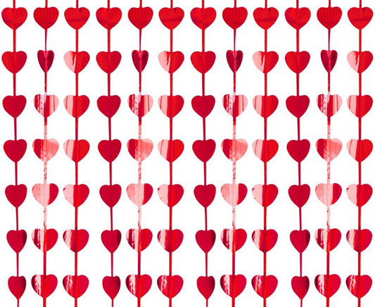 Folinė užuolaida raudona  su širdelėmis (100 x 200 cm)