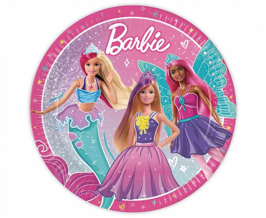 Popierinės lėkštutės "Barbie" (8vnt./23cm)