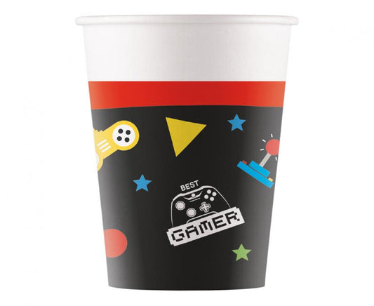 Popieriniai puodeliai "Gamer party"(8vnt./200ml)