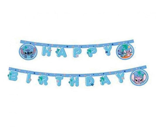 Popierinė vėliavėlių girlianda "Stitch / happy birthday "