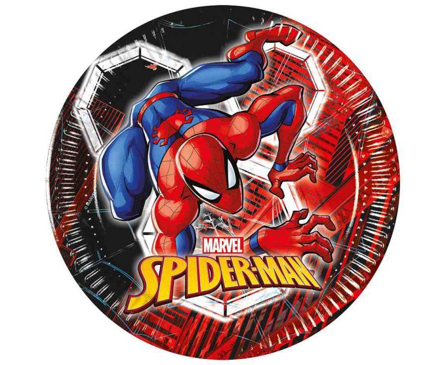 Popierinės lėkštutės "Spiderman", (8 vnt./20 cm)