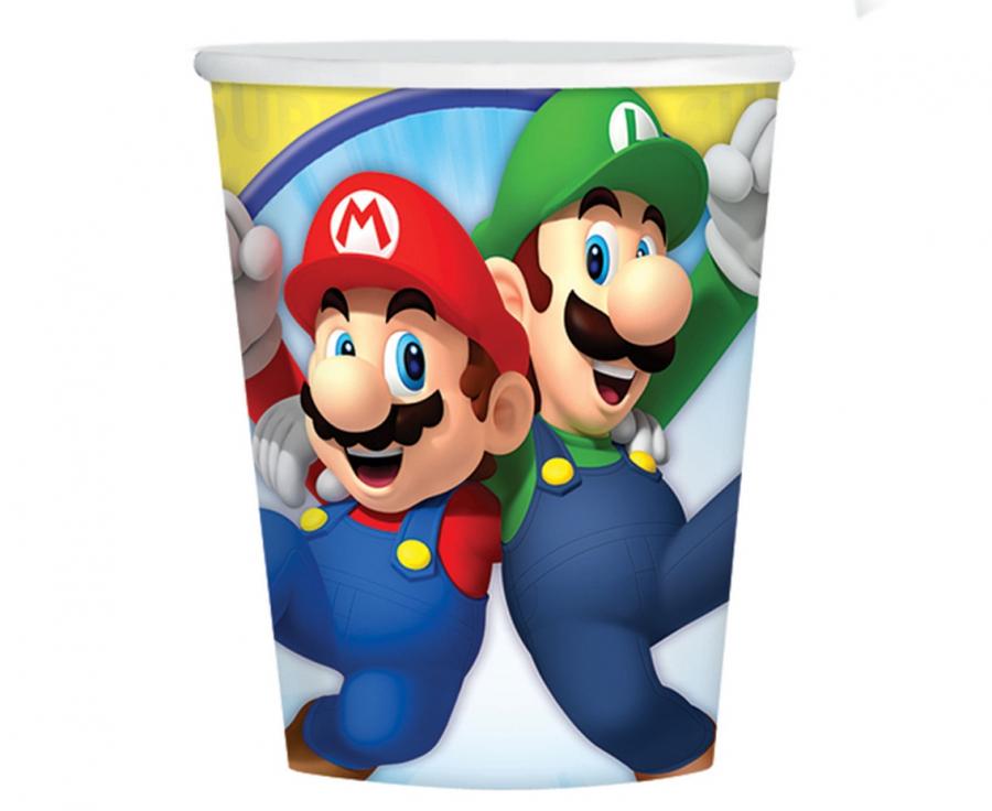 Plastikiniai puodeliai "Super Mario" (8vnt/250ml)