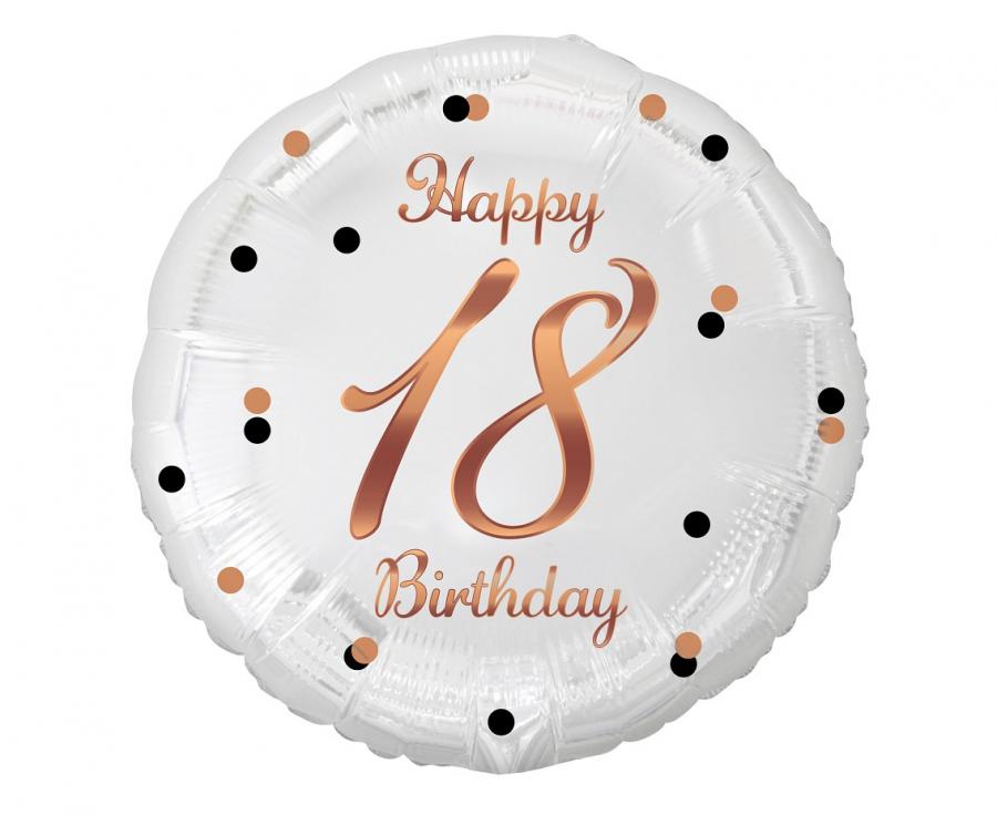 Folinis balionas su taškeliais "Happy birthday 18"