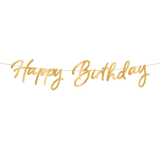 Popierinė,auksinė girlianda "Happy birthday " 110x20cm