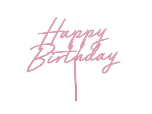 Torto smeigtukas  'Happy Birthday'rožinės spalvos, 16,5 cm