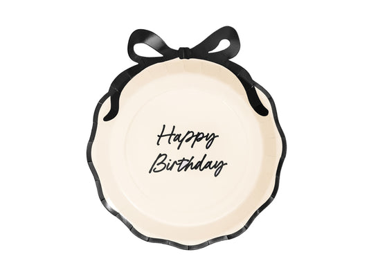 Popierinės lėkštutės "Happy Birthday"  su kaspinu (6vnt./18cm) 24/27cm