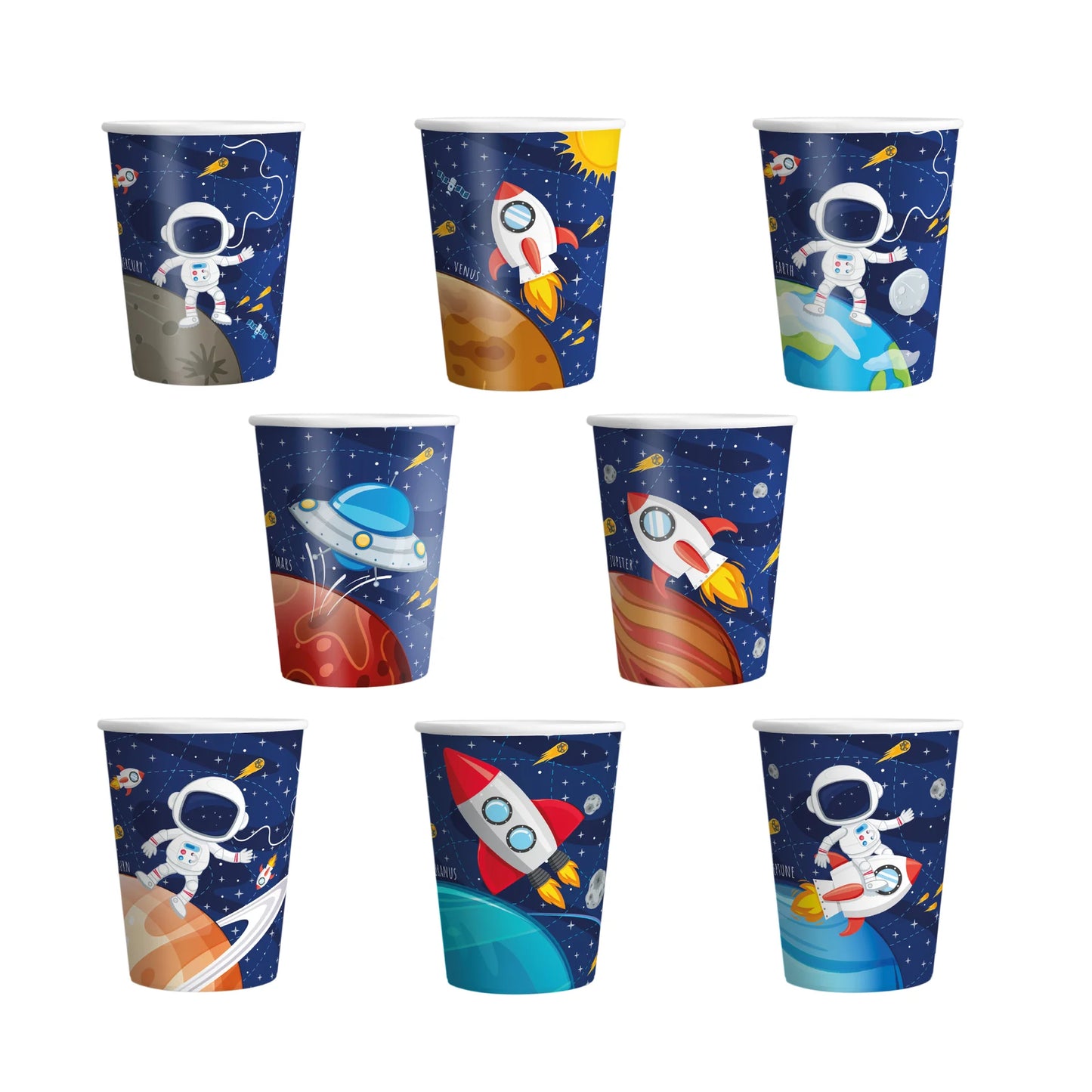 Popieriniai puodeliai "Kosmosas" (6 vnt/270ml)